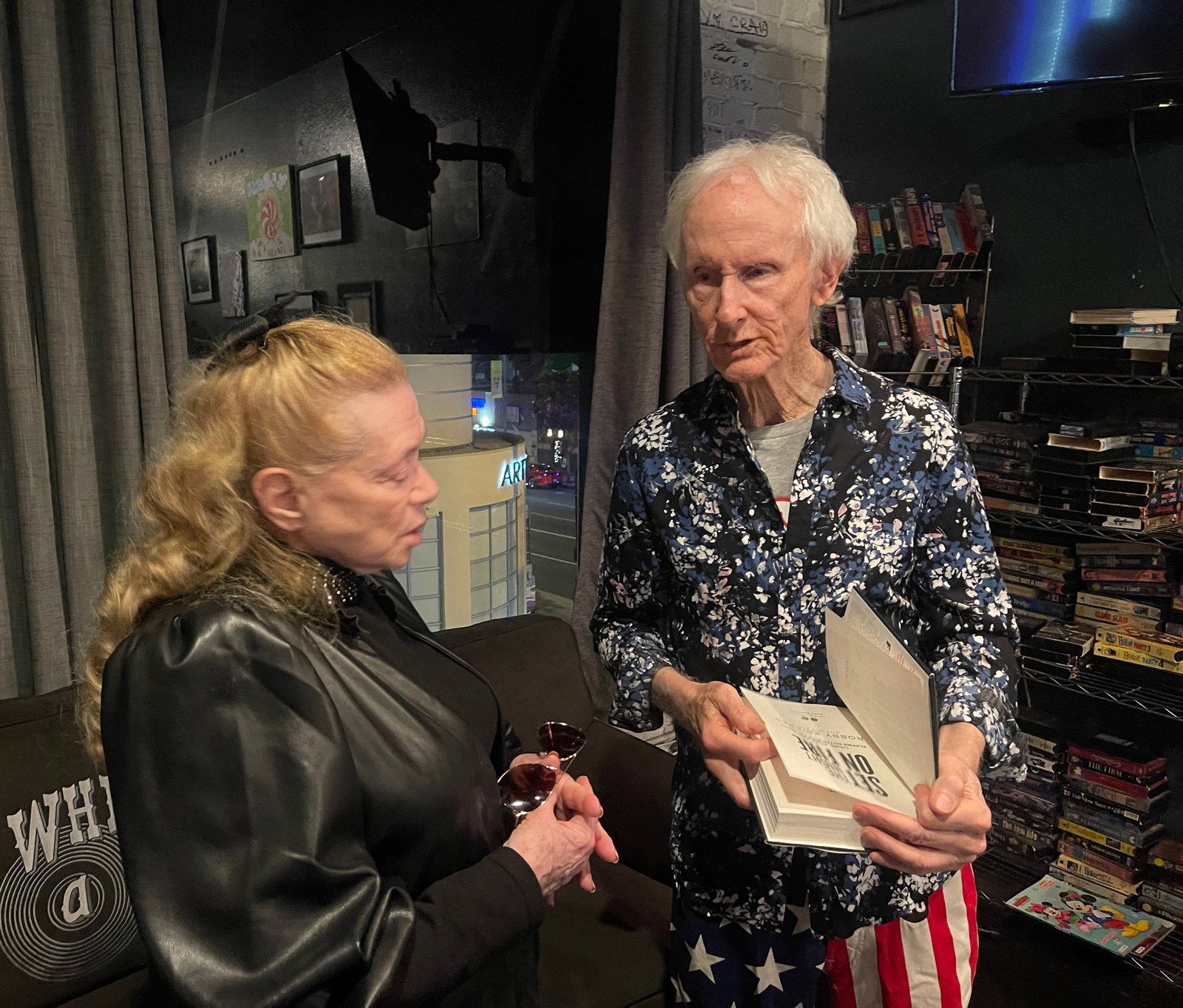 Ronnie Haran with Robby Krieger of The Doors backstage at the Whisky a Go Go